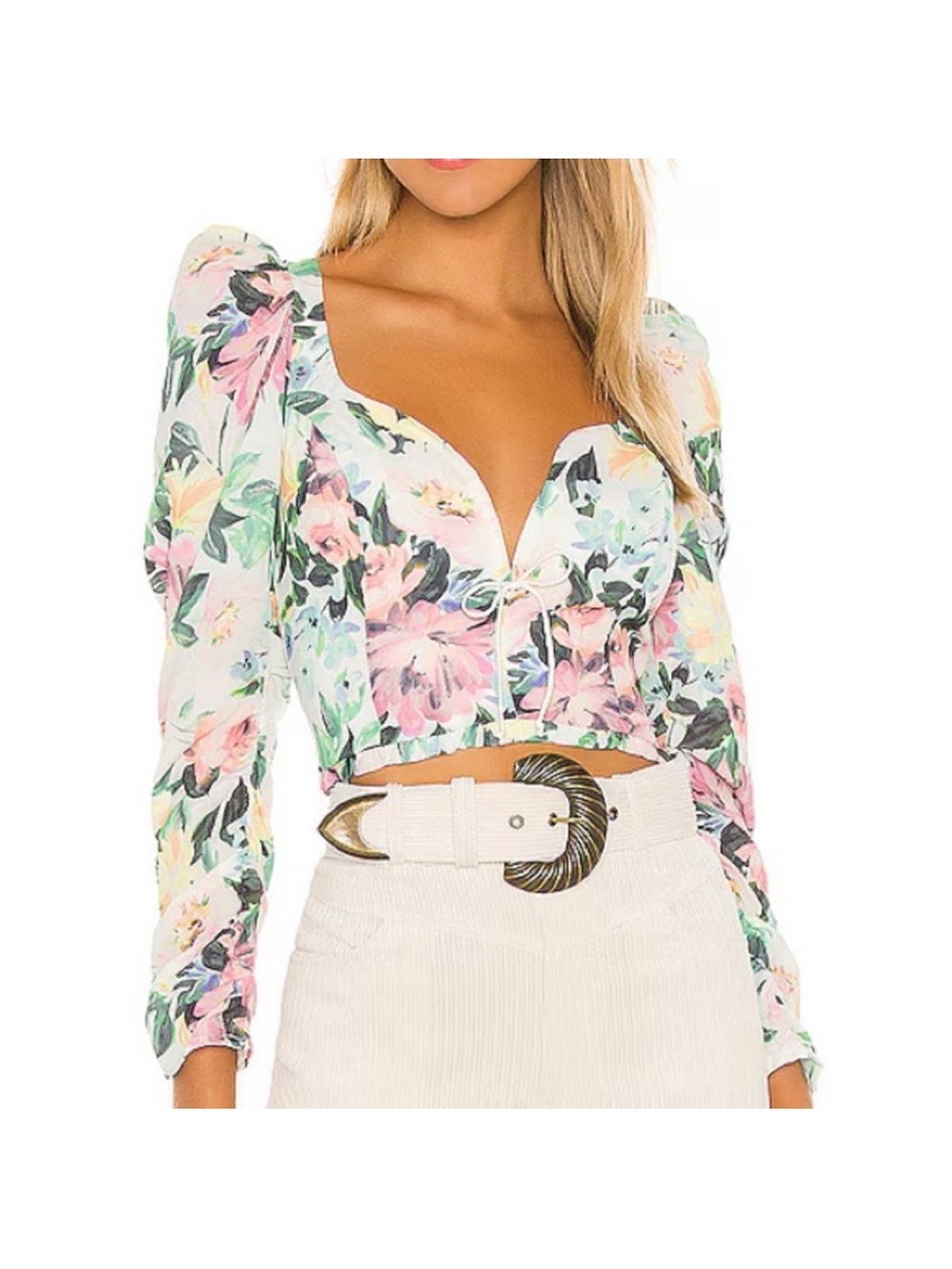 NWT For Love + Lemons Bailey Floral Crop Top